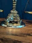 Vintage Metal Base Gold Colored  scales Of Justice  Beam Balance Scale 15  Tall