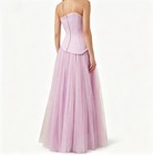Women s A-line Evening Dress Floor-length Strapless Sleeveless Prom Gown Crystal
