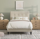 Twin Size Bed Frame Toddler Kid Boy Girl Bedroom Cama Para Ni  o Ivory Fabric New