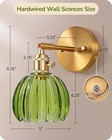 Edishine Vintage Brass Wall Sconces With Adjustable Green Tulip Glass Shade