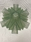 Green Vtg  Art Deco Green Frosted Glass Ceiling Light Shade Floral Starburst 11   