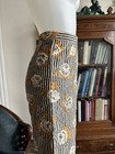 Vintage 50s 60s Unique Quilted Floral Striped Side Zip Pants With Rhinestone 26