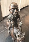 African Benin Bronze Warrior On Horse Sculpture