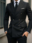 Black Classical Men s Suits Double Breasted Tuxedos Wedding Blazer Peak Lapel
