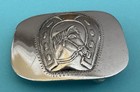 Vtg Old Western Unbranded Mid Size Sterling Silver Lucky Horseshoe Belt Buckle
