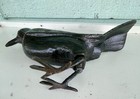 Antique Cast Iron Crow Raven Bird Statue Sculpture 10  Magpie Black Life Size