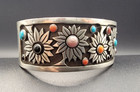 Aaron John  Bracelet  Flowers  Multi Stone  Overlay  Navajo  Large Size
