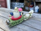 Vintage 1940s Occupied Japan Easter Parade Bunny Sled Celluloid Wind Up Toy Rare