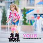 Roller Blades Kids Adjustable Roller Skates With Light-up Wheels Secure Trip Wyd