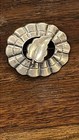 Beautiful Sterling Silver Brooch pin  Leaf In Scalloped Ring