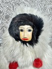 Rare Antique Eskimo Inuit Doll Fur Skin Carved Face Beads Alaska Folk Art
