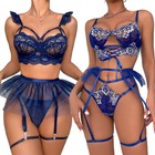 Blue Sexy Lingerie For Women Lace Babydoll Underwear Sleepwear Nightwear Dress