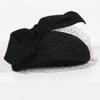 Women s Black Wool Felt Fascinator Hat Church Tea Party Dress Hats With Bow Veil