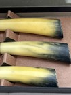 Vintage 3 Piece Butterscotch Bakelite Handle Carving Set In Original Box