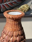 A Rare Natural Woven Covered Vase Small mini Basket  American Origin  Vintage