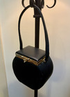 Vintage Mid-century Style Retro Mod Hollywood Black Vinyl Vanity Box Purse