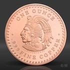 1 Oz Aztec Calendar Copper Round  999 Fine Copper Bullion 1 Avdp Ounce No Cap