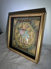 Burmese Thai Kalaga Framed Elephant Tapestry 13x13 Hand Embroidered Beaded