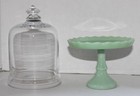 Pioneer Woman timeless Beauty mini 5  Cupcake Cake Pedestal Stand jadeite Cloche