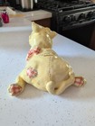 Yellow Kitty Cash Bank-blue Sky Clayworks-signed By Artist Heather Goldminc
