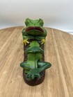 Vintage-style Cast Iron Mechanical Coin Bank     Two Frogs  Working Condition