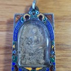 Thai Buddha Amulet Phra Somdej Toh Wat Phra Kaew Set In Old Antique Silver Case