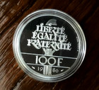 1986 Liberte Francaise Silver 100 F Coin Monnaie De Paris Statue Of Liberty Mint