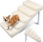 Naizea  Adjustable Linen Leather Dog Stairs Waterproof Pet Stairs 3 To 6 Steps