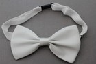 New Men Women Fashion White Necktie White Fabric Bow Tie Clip On Easy Travel