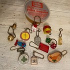 12 Vtg Collectible Ball   Chain Keychains Mixed Assortment 1950   s-70   s Rare