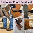 Men s Steel Toe Western Boots Cowboy Leather Work Boots-dark Brown 8-13