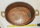 Vtg Old Copper Jardini  re Oval Cauldron Planter Pot Brass Handles European Style