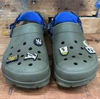 Crocs Off-road Sport Clogs Men 10 Women 12 Olive Green Adjustable Strap Jibbitz