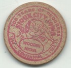 Higher Grade Sioux City Iowa Centennial 1854-1954 Wooden Nickel-apr497