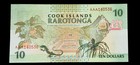             1992 Cook Islands 10 Dollars Lizard Bird Aaa Prefix Pick 8a Unc Banknote