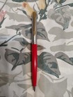 Parker 45 Chrome Cap   Red Plastic Barrel Ball Point Pen Made In Usa