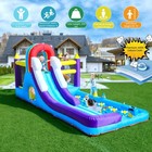 16ft Inflatable Water Slide Bounce House W  Big Splash Pool And Blower For Kids