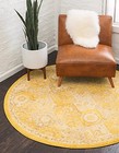  Penrose Collection Area Rug - Blake  6  1  Round  Yellow  Beige  