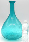 Vtg Aqua Blue Large Hand Blown Translucent Art Glass Bubbled 16  Vase Bottle