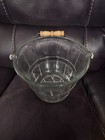Vintage Large Glass Basket Ice Bucket With Wooden Handle Mint