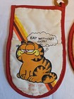 Vintage Garfield Potholder And Oven Mitt Set W  Wood Ring Vtg 80s