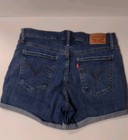 Levi s Women s Mid Length Medium Wash Cuffed Stretch Denim Shorts Size 30 