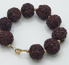 Rudraksha Bead Bracelet Gold Tone Bead Spacers 18mm Beads 8 