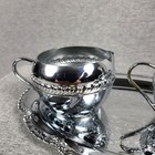 Vintage Irvinware Creamer And Sugar Bowl Set With Tray Made In Usa Chrome Plate