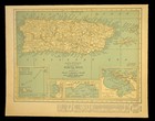 Antique Puerto Rico Map Of Porto Rico San Juan Ponce Aquadilla Vintage 1920s