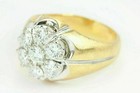 3ct Round Cut Lab Created Diamond 14k Yellow Gold Finish Men s Cluster Ring