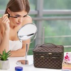 Makeup Bag Checkered Cosmetic Bag Large Travel Toiletry Organizer For Women Girl