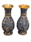 Beautiful Pair Of Early 20th Chinese Cloisonne Vases In Original Box 10 