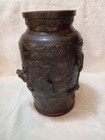 Vintage Meiji Japanese Black Dragon Bronze Vase 9 3 4  