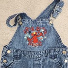 Vintage Elmo Embroidered Sesame Street Overalls Toddler Girls Size 4t Denim